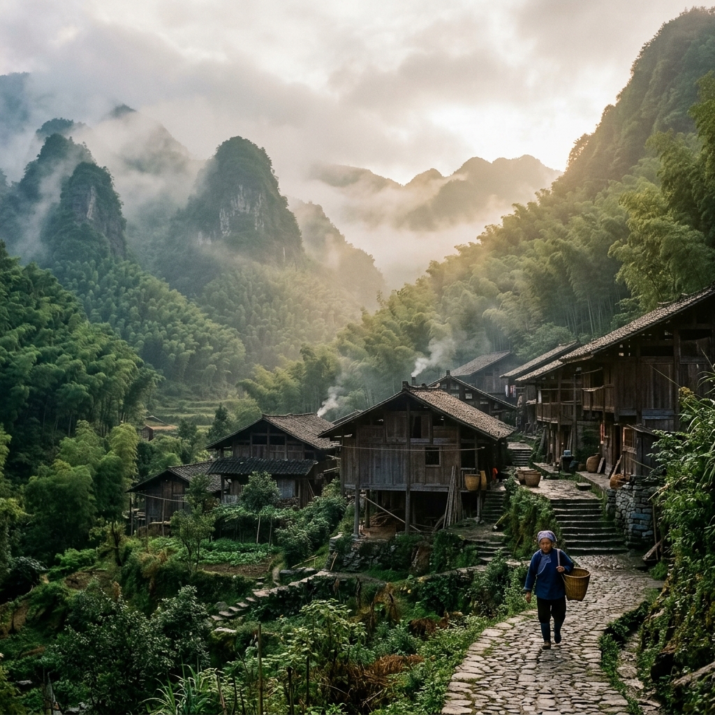 Misty bamboo mountains of Chishui, Guizhou
