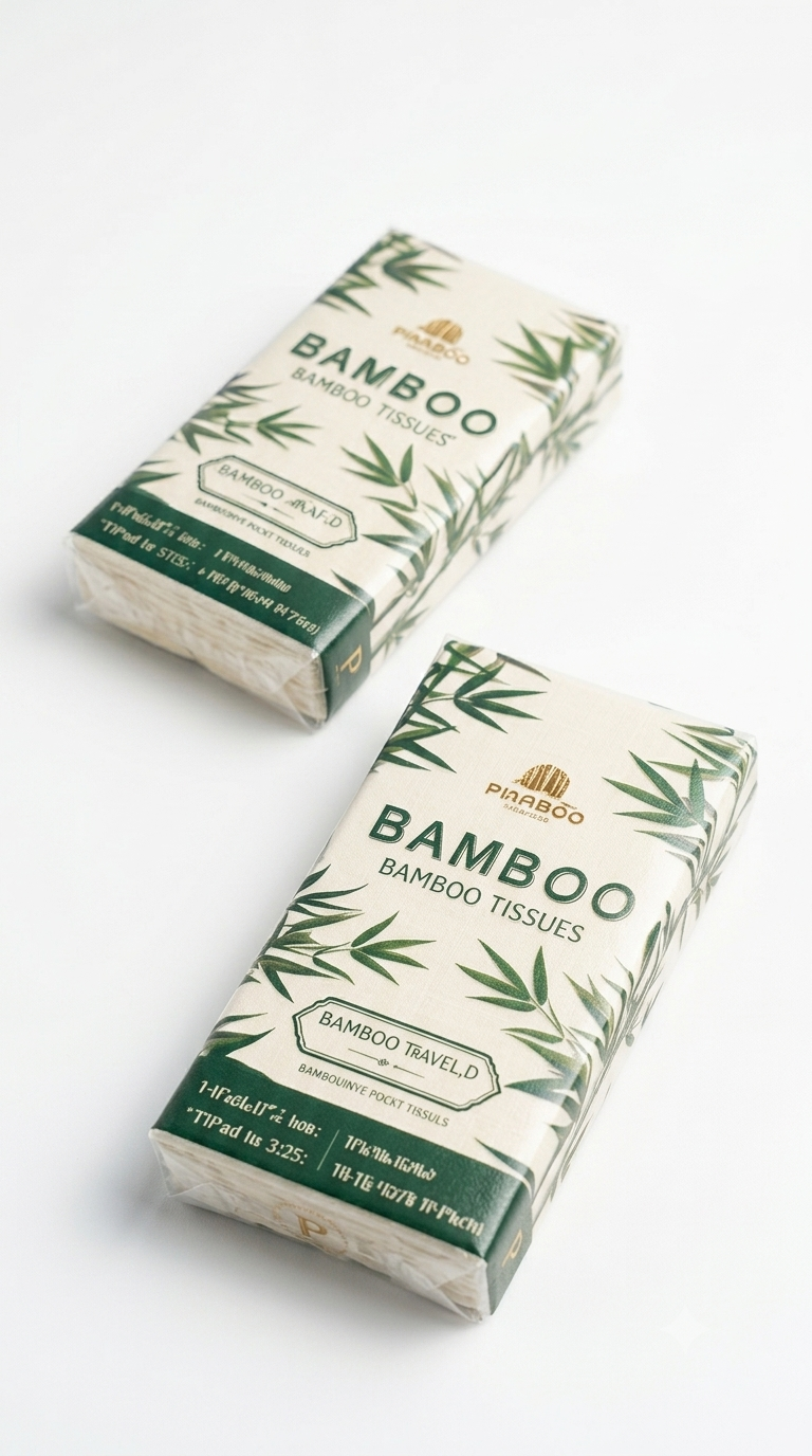 Rolls of natural bamboo toilet paper on a bathroom shelf