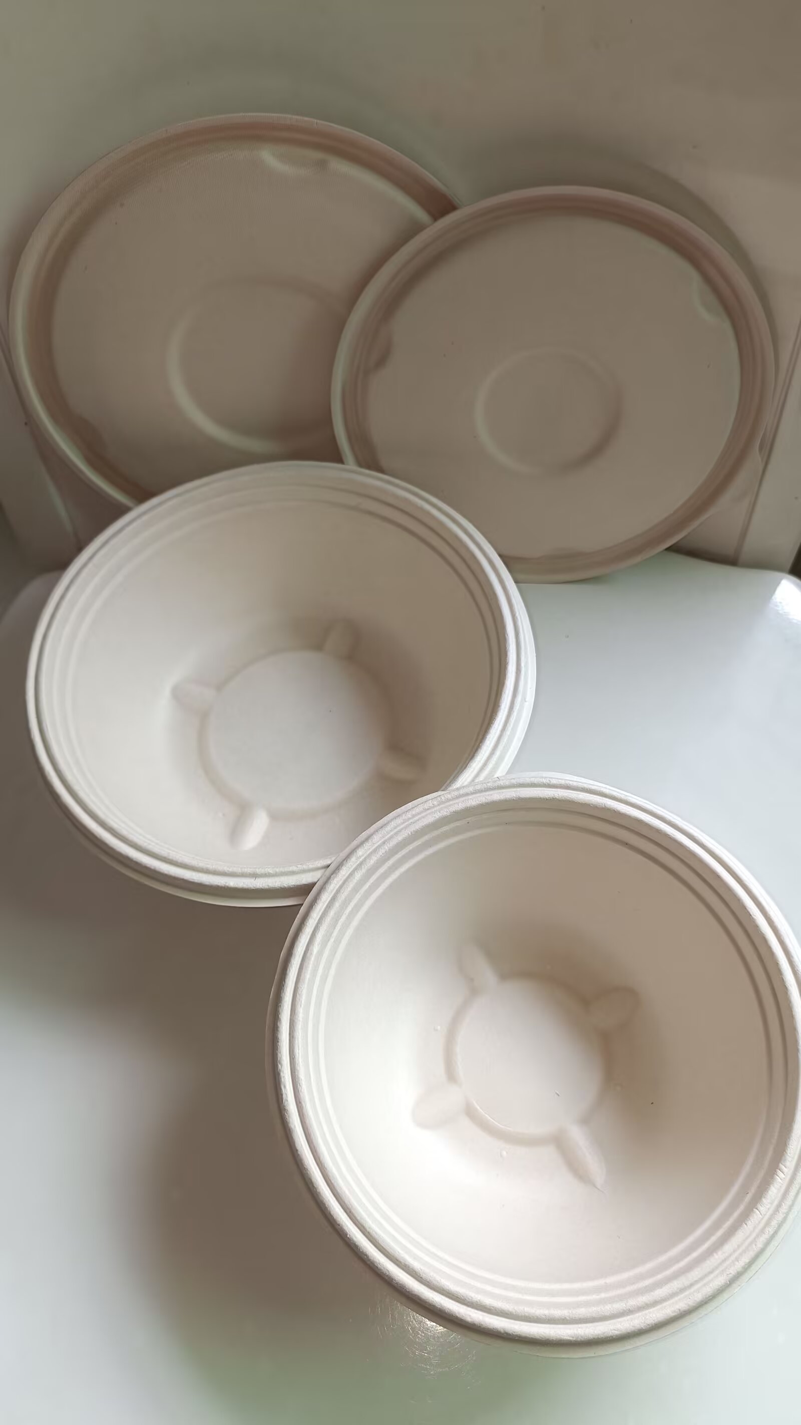 Compostable bamboo fiber bowls in various sizes